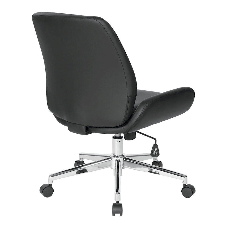 Office Chair with Faux Leather and Chrome Finish Base