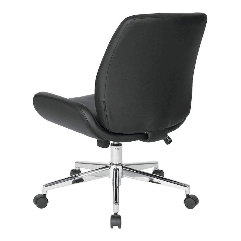Office Chair with Faux Leather and Chrome Finish Base