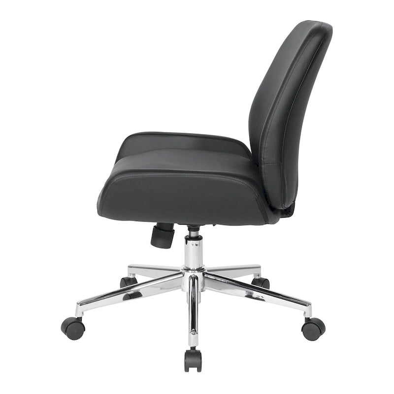 Office Chair with Faux Leather and Chrome Finish Base
