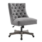 Office Chair - Gray Wood Base - Button Tufted