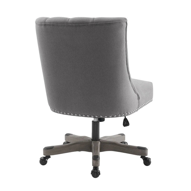 Office Chair - Gray Wood Base - Button Tufted