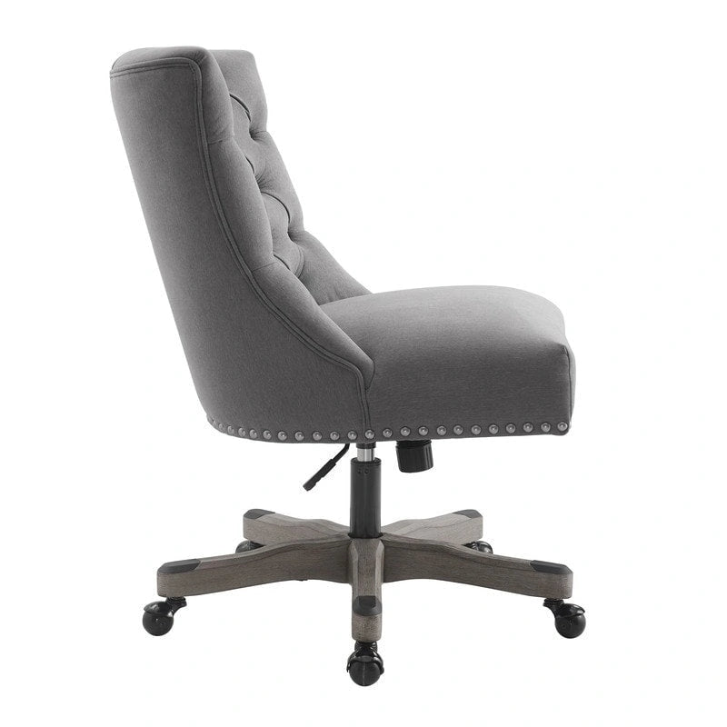 Office Chair - Gray Wood Base - Button Tufted