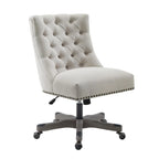 Office Chair - Gray Wood Base - Button Tufted