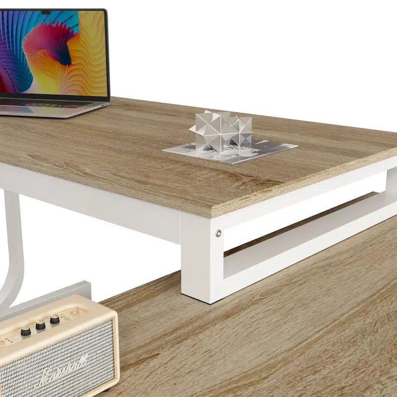 Timechee 55-inch L Shaped Office Computer Desk w/ Drawers, Wood