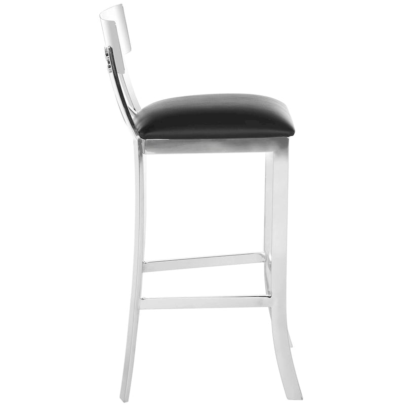 SAFAVIEH Ofelia 30 Inch Stainless Steel Cross Back Black Bar Stool - 17.5 x 18.8 x 39 - 18Wx19Dx39H