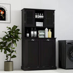 Two-Compartment Tilt-Out Dirty Laundry Basket Tall Bathroom Cabinet