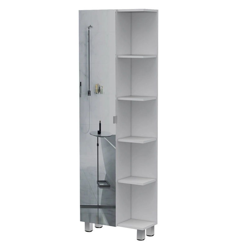 Los Angeles Mirror Linen Cabinet with 5 Open Shelves