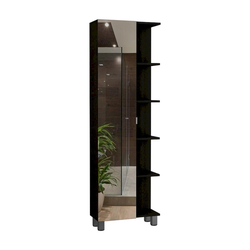 Los Angeles Mirror Linen Cabinet with 5 Open Shelves