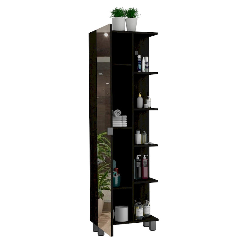Los Angeles Mirror Linen Cabinet with 5 Open Shelves