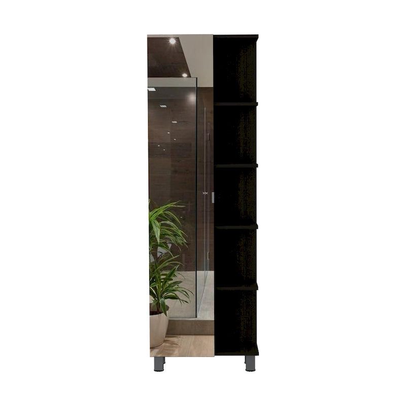 Los Angeles Mirror Linen Cabinet with 5 Open Shelves