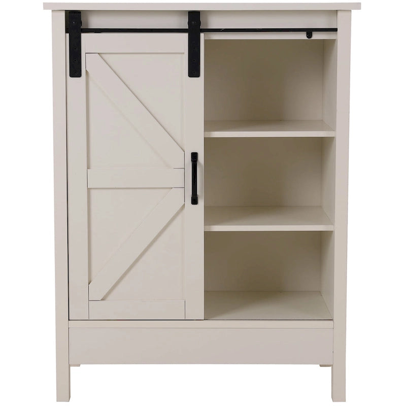 Farmhouse Floor Bathroom Storage Cabinet with Sliding Barn Door