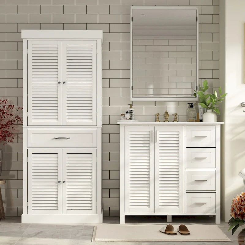 Timechee 30Bathroom Cabinet Storage Cabinet Doors Wooden Floor Cabinet