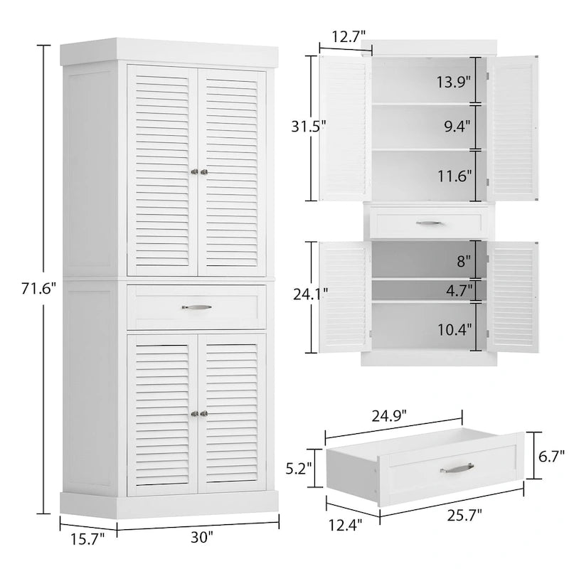 Timechee 30Bathroom Cabinet Storage Cabinet Doors Wooden Floor Cabinet