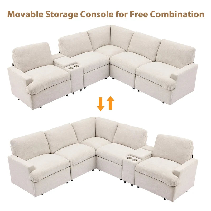 104 Power Recliner Corner Sofa Home Theater Reclining Sofa Sectional Couches with Storage Box, Cup Holders, USB Ports and Powe
