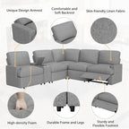 104 Power Recliner Corner Sofa Home Theater Reclining Sofa Sectional Couches with Storage Box, Cup Holders, USB Ports and Powe