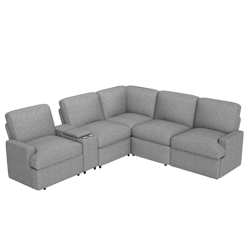 104 Power Recliner Corner Sofa Home Theater Reclining Sofa Sectional Couches with Storage Box, Cup Holders, USB Ports and Powe