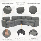 104 Power Recliner Corner Sofa Home Theater Reclining Sofa Sectional Couches with Storage Box, Cup Holders, USB Ports and Powe