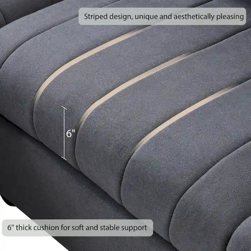 [VIDEO provided][New]89*79Modern Sectional Sofa with Vertical Stripes,2 Pillows,5-Seat Couch with Convertible Ottoman,Various C