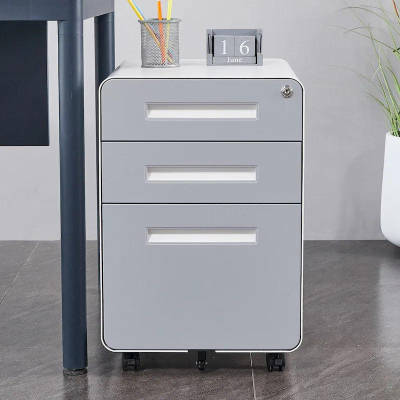 3-drawer Steel Filing Cabinets with Lock Mobile Under Desk Fully Assembled Cabinet