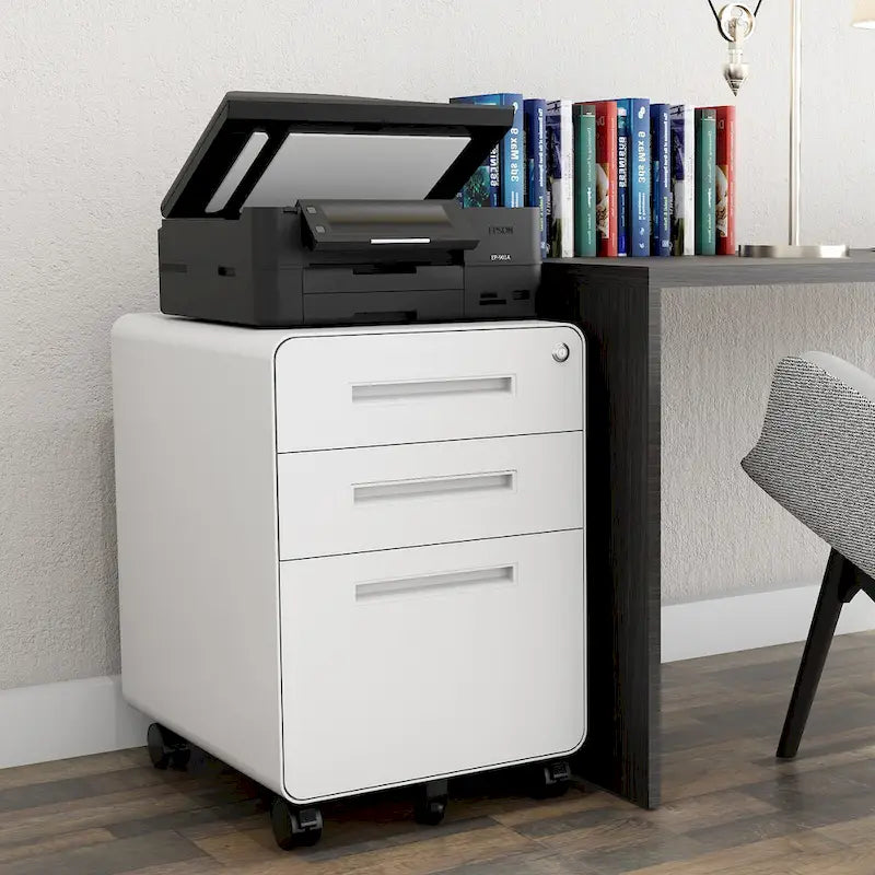 3-drawer Steel Filing Cabinets with Lock Mobile Under Desk Fully Assembled Cabinet
