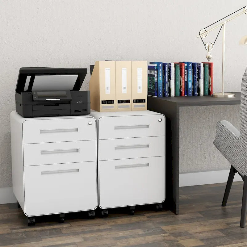 3-drawer Steel Filing Cabinets with Lock Mobile Under Desk Fully Assembled Cabinet