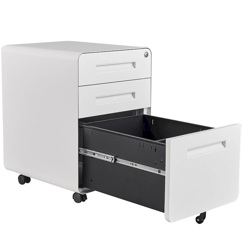 3-drawer Steel Filing Cabinets with Lock Mobile Under Desk Fully Assembled Cabinet