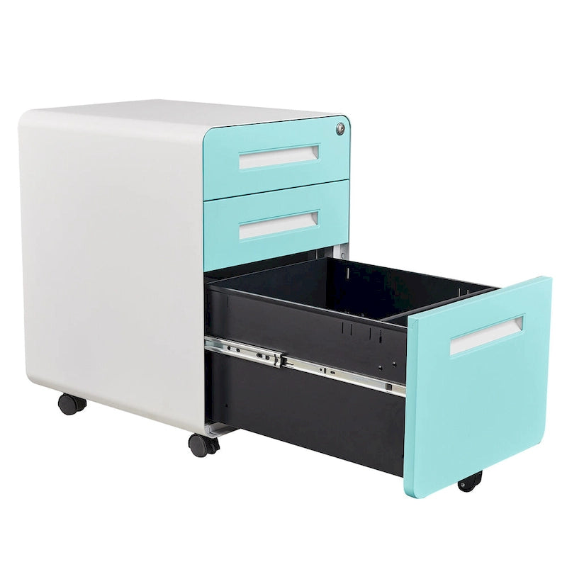 3-drawer Steel Filing Cabinets with Lock Mobile Under Desk Fully Assembled Cabinet