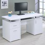 Computer Desk with 2 Drawers and Cabinet in White
