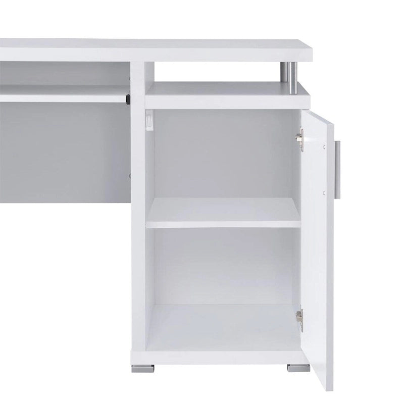 Computer Desk with 2 Drawers and Cabinet in White