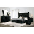 Ambrosia Glam Black Fabric Upholstered Nailhead 5-Piece Panel Bedroom Set by Furniture of America