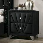 Ambrosia Glam Black Fabric Upholstered Nailhead 5-Piece Panel Bedroom Set by Furniture of America