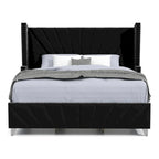 Ambrosia Glam Black Fabric Upholstered Nailhead 5-Piece Panel Bedroom Set by Furniture of America
