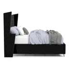 Ambrosia Glam Black Fabric Upholstered Nailhead 5-Piece Panel Bedroom Set by Furniture of America