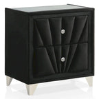 Ambrosia Glam Black Fabric Upholstered Nailhead 5-Piece Panel Bedroom Set by Furniture of America