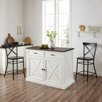  Clifton Kitchen Island W/Camille Stools - 50d x 47.75w x 36.25h