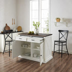 Clifton Kitchen Island W/Camille Stools - 50d x 47.75w x 36.25h
