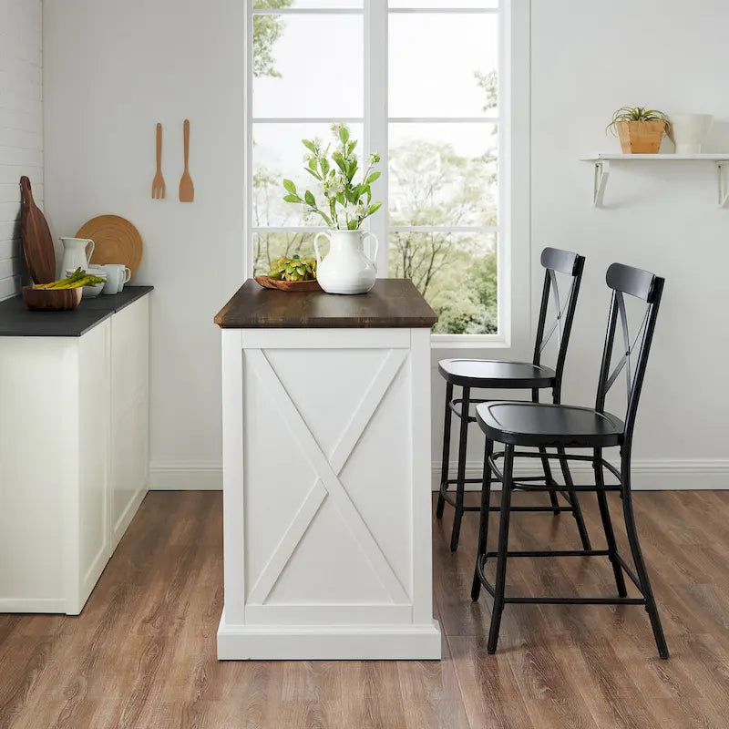 Clifton Kitchen Island W/Camille Stools - 50d x 47.75w x 36.25h