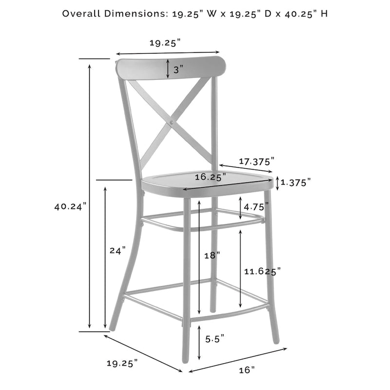 Clifton Kitchen Island W/Camille Stools - 50d x 47.75w x 36.25h