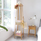 Solid Wood 8 Hook Freestanding Coat Rack Storage - 67h x 16l x 16l
