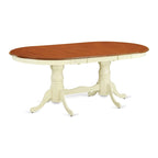 East West Furniture Plainville Kitchen Table - an Oval Dining Table Top & Double Pedestal Base, (Finish Options)