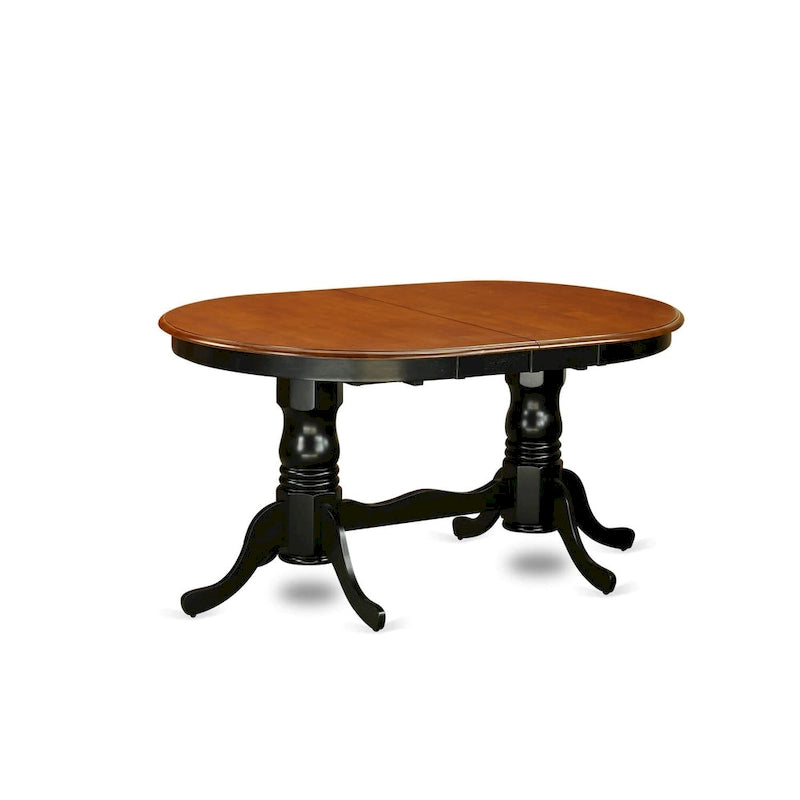 East West Furniture Plainville Kitchen Table - an Oval Dining Table Top & Double Pedestal Base, (Finish Options)