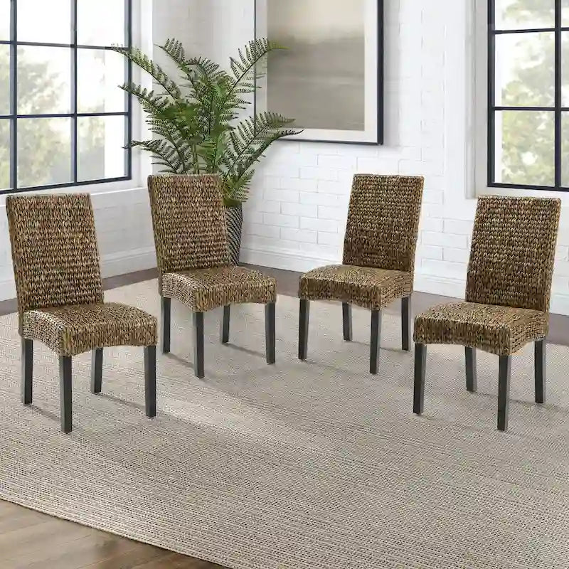 Crosley Edgewater Water Hyacinth Seagrass/ Wood Dining Chair (Set of 4) - 24x18.75x37.38