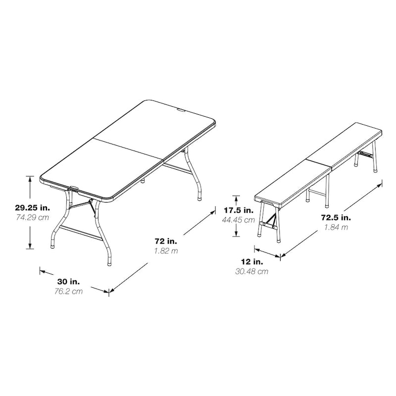 3 Piece Folding Table and Bench Set