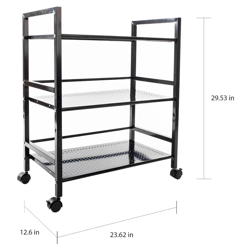 3-tier Rolling Black Utility Cart
