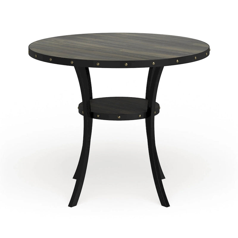 Roundhill Furniture Biony Dining Collection Espresso Wood Counter Height Nailhead Dining Table - Brown