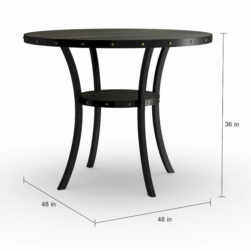 Roundhill Furniture Biony Dining Collection Espresso Wood Counter Height Nailhead Dining Table - Brown