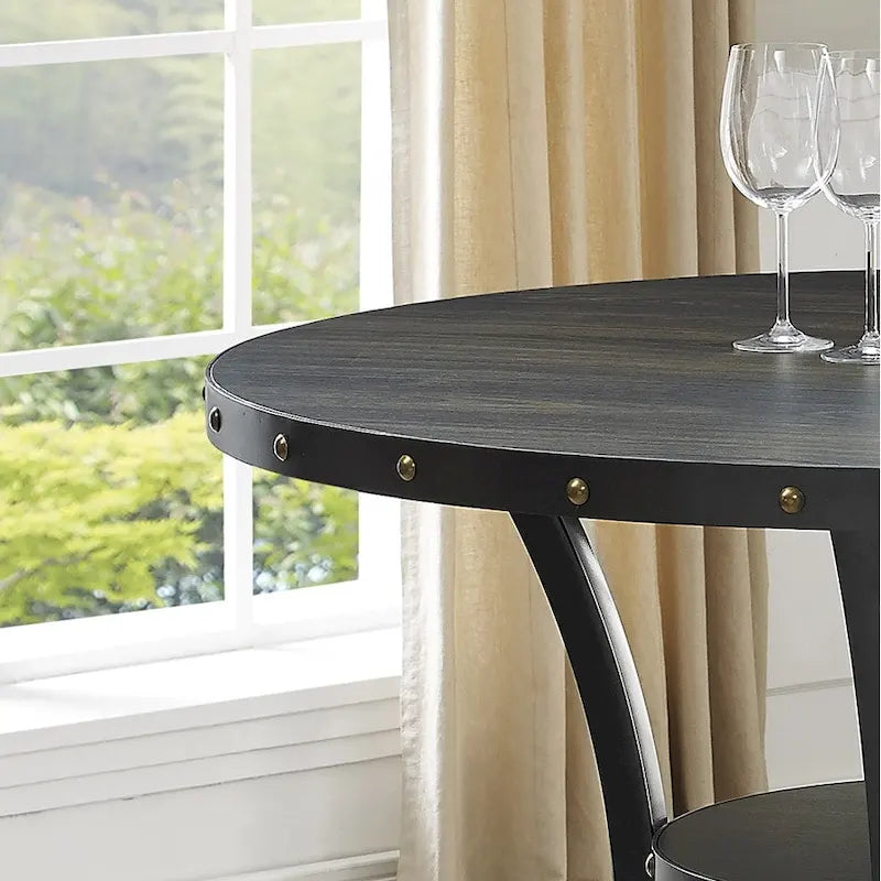 Roundhill Furniture Biony Dining Collection Espresso Wood Counter Height Nailhead Dining Table - Brown