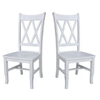 Double X-Back Solid Wood Chairs - Set of Two