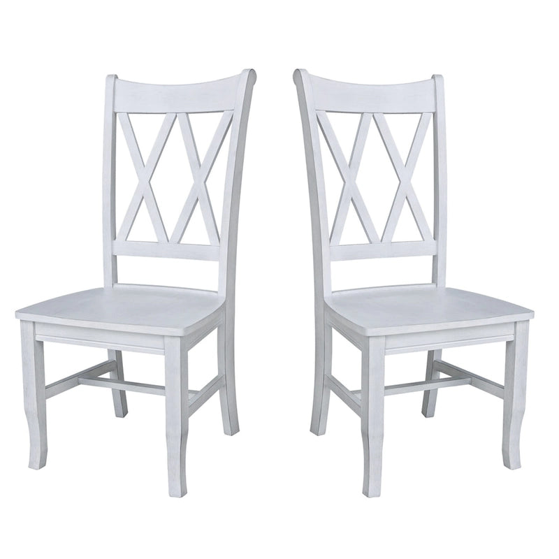 Double X-Back Solid Wood Chairs - Set of Two