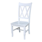 Double X-Back Solid Wood Chairs - Set of Two